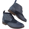 Mens Leather & Tweed Laced Ankle Boots