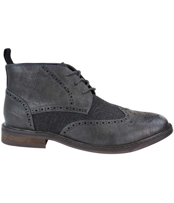 Mens Leather & Tweed Laced Ankle Boots