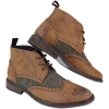 Mens Leather & Tweed Laced Ankle Boots
