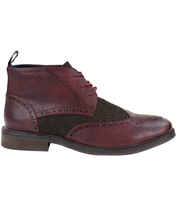 Mens Leather & Tweed Laced Ankle Boots