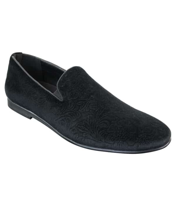 Elong DD0083 - Mens Velvet Slip On Paisley Driving Shoes Loafers Smart Casual Wine Navy Black