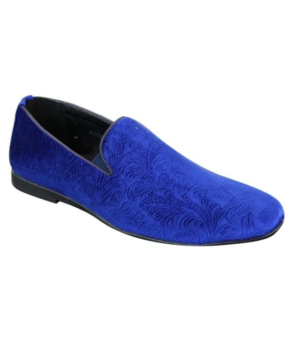 Elong DD0083 - Mens Velvet Slip On Paisley Driving Shoes Loafers Smart Casual Wine Navy Black