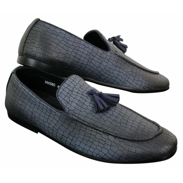Elong DD0085 - Mens Snake Crocodile Leather PU Loafers Driving Shoes Slip On Tassel Comfort Vintage