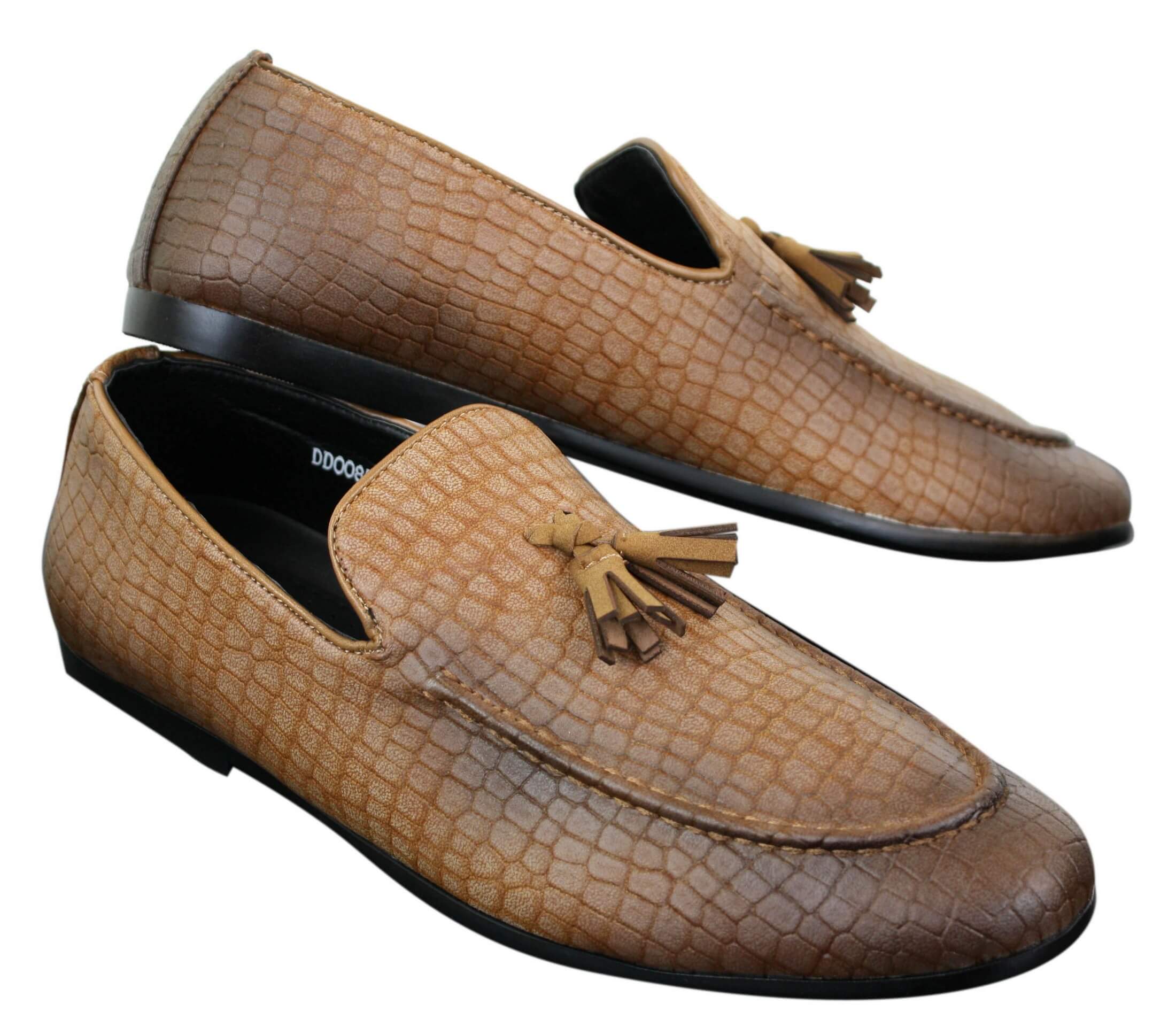 Elong DD0085 - Mens Snake Crocodile Leather PU Loafers Driving Shoes ...