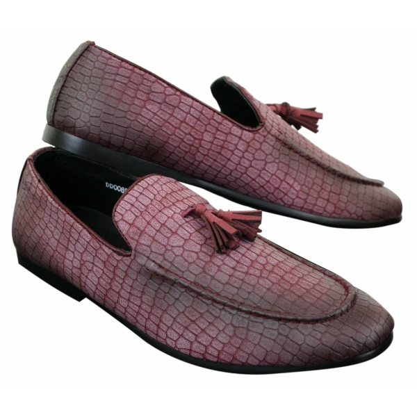 Elong DD0085 - Mens Snake Crocodile Leather PU Loafers Driving Shoes Slip On Tassel Comfort Vintage