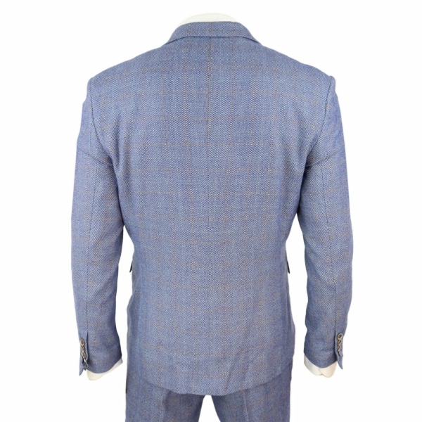 Mens Blue Check 3 Piece Suit - Cavani Delray