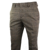 Dx-7 - Men's Tweed Check Trouser Herringbone Tan Brown Regular