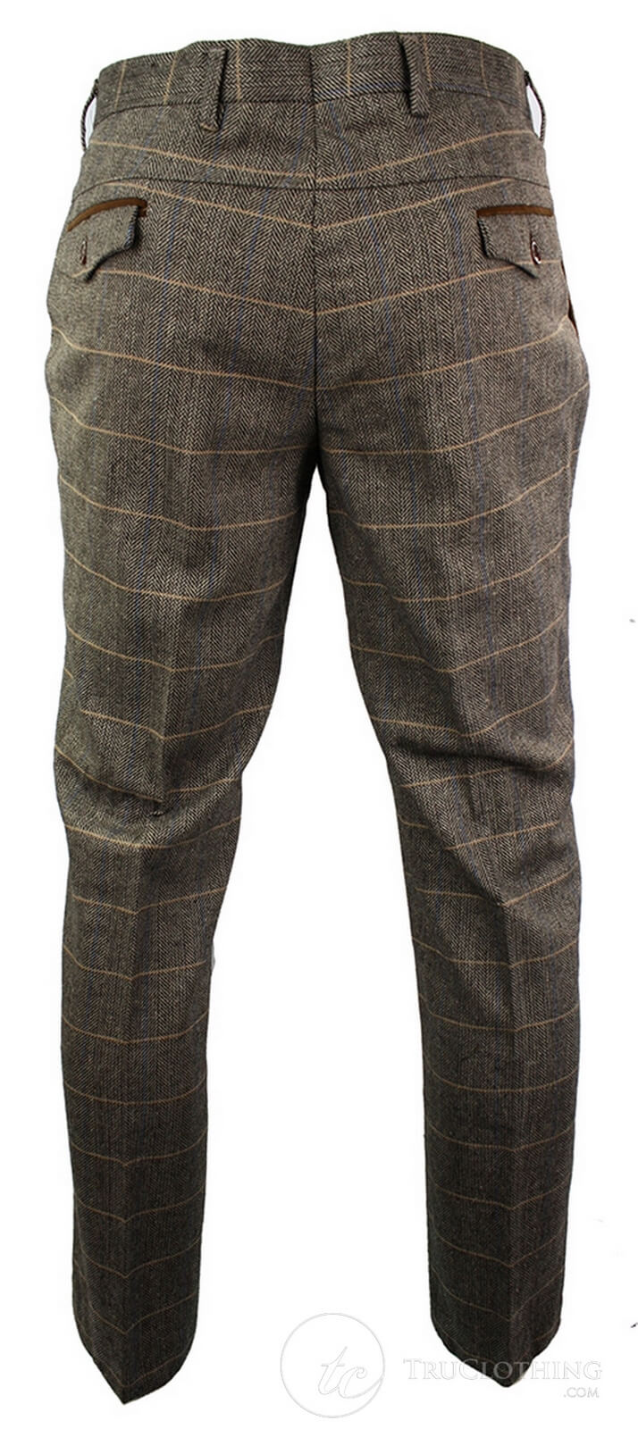 Mens Vintage Tweed Check Trouser Herringbone Tan Brown Slim Fit Regular:  Buy Online - Happy Gentleman United States