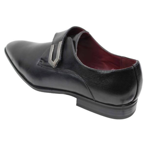 Mens Tan Brown Black Leather Shoes Italian Design Metal Buckle Slip On Smart