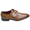 Mens Tan Brown Black Leather Shoes Italian Design Metal Buckle Slip On Smart