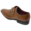 Mens Tan Brown Black Leather Shoes Italian Design Metal Buckle Slip On Smart