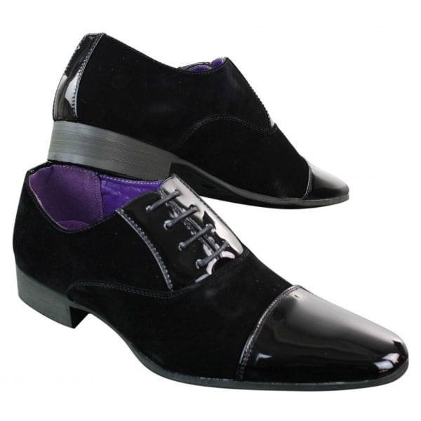 EL0136 - Mens Patent Laced Shiny Suede Leather Shoes