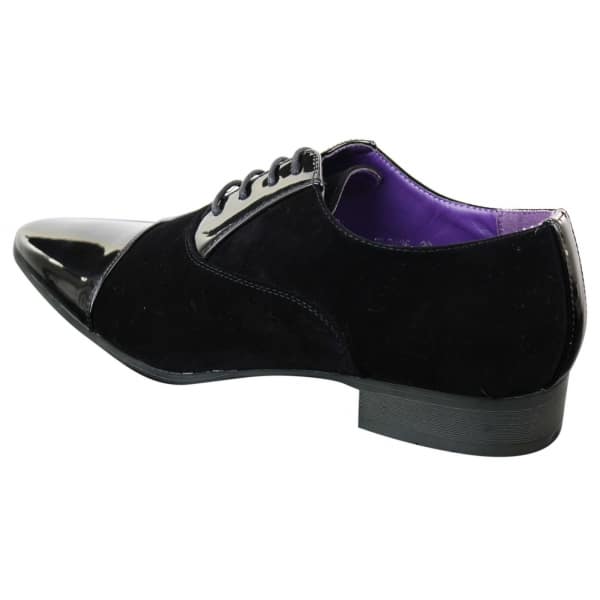 EL0136 - Mens Patent Laced Shiny Suede Leather Shoes