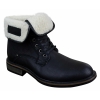 Mens Black Brown Military Ankle Leather Fleece Fur Lined Casual Army Combat Boots
