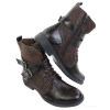 Mens Punk Rock Goth Emo Ankle Boots Brown Black Leather Buckle