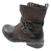 Mens Punk Rock Goth Emo Ankle Boots Brown Black Leather Buckle