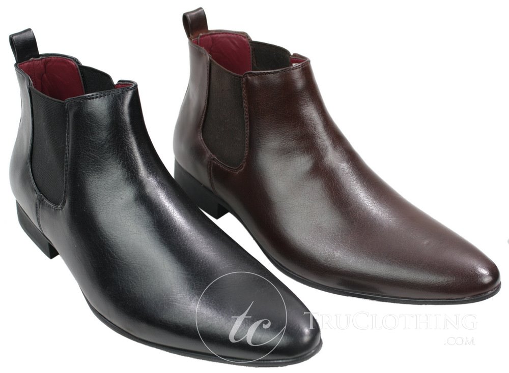 Mens Black Brown Leather Ankle Boots Italian Smart Dealer Laced: Buy Online - Happy United States