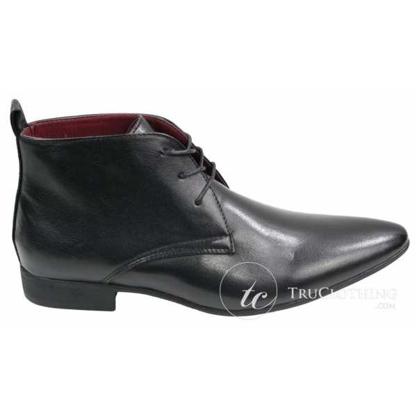 Mens Black Brown Leather Ankle Boots Italian Smart Chesea Dealer Slip On
