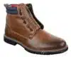 Elong EL0653 - Mens Zip Laced Casual Punk Rock Goth Emo Ankle Boots Brown Black Leather