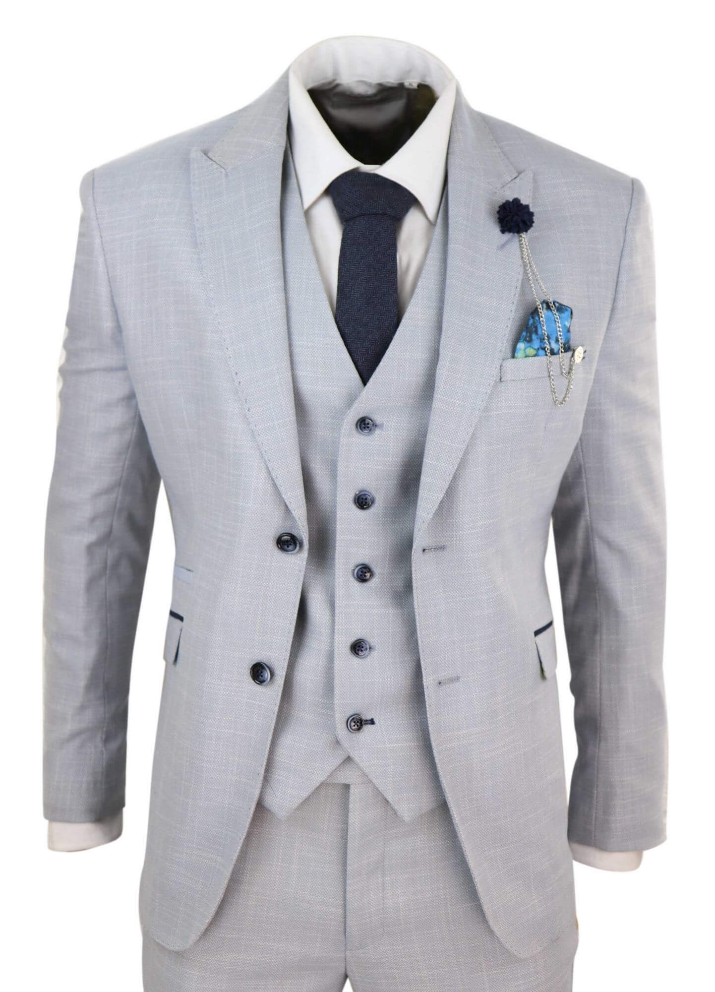 Mens Light Grey 3 Piece Suit | Happy Gentleman