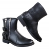 Mens Zip Biker Motorcycle Boots Punk Rock Ankle Belted Buckle Casual