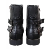 Mens Zip Biker Motorcycle Boots Punk Rock Ankle Belted Buckle Casual