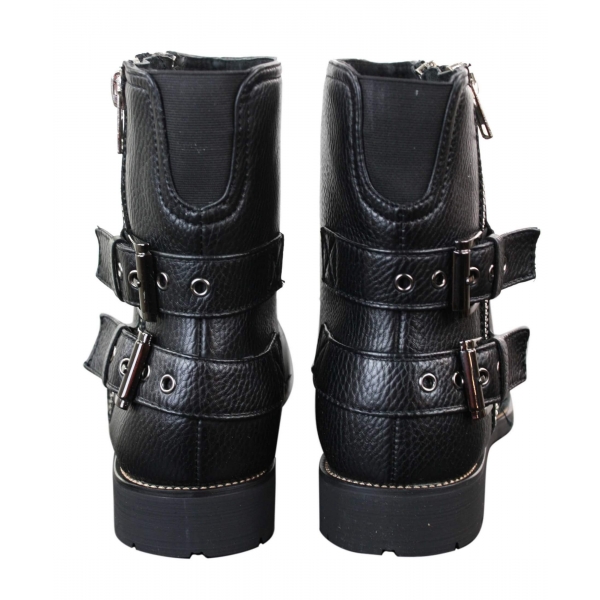 Mens Zip Biker Motorcycle Boots Punk Rock Ankle Belted Buckle Casual