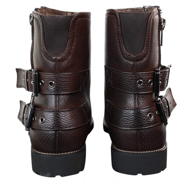 Mens Zip Biker Motorcycle Boots Punk Rock Ankle Belted Buckle Casual
