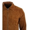 Infinity G500 Suede - Mens Real Leather Classic Zip Jacket Camel Turn Down Collar Vintage Retro