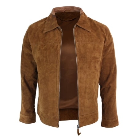 Infinity G500 Suede - Mens Real Leather Classic Zip Jacket Camel Turn ...