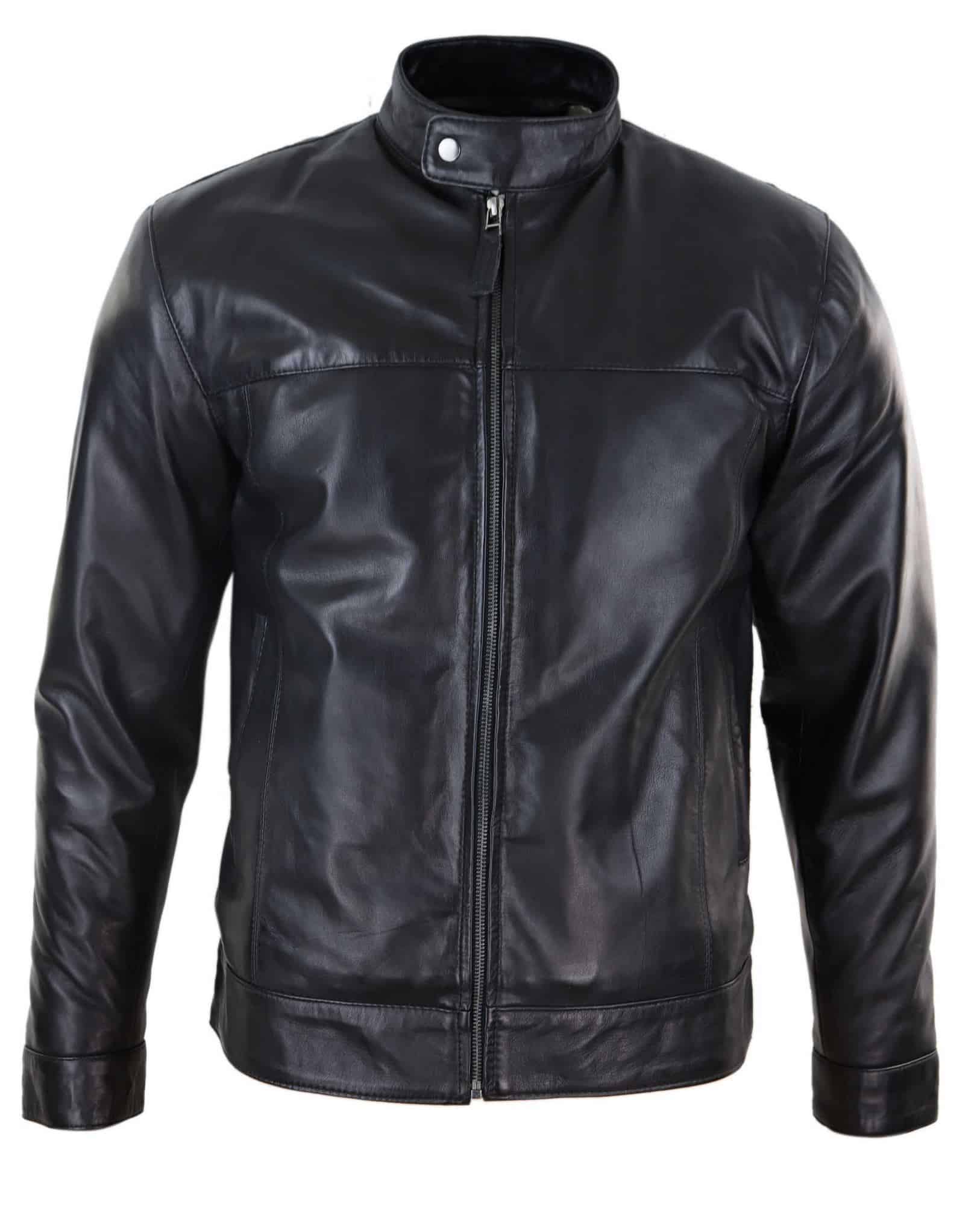 Black Real Leather Mens Biker Jacket