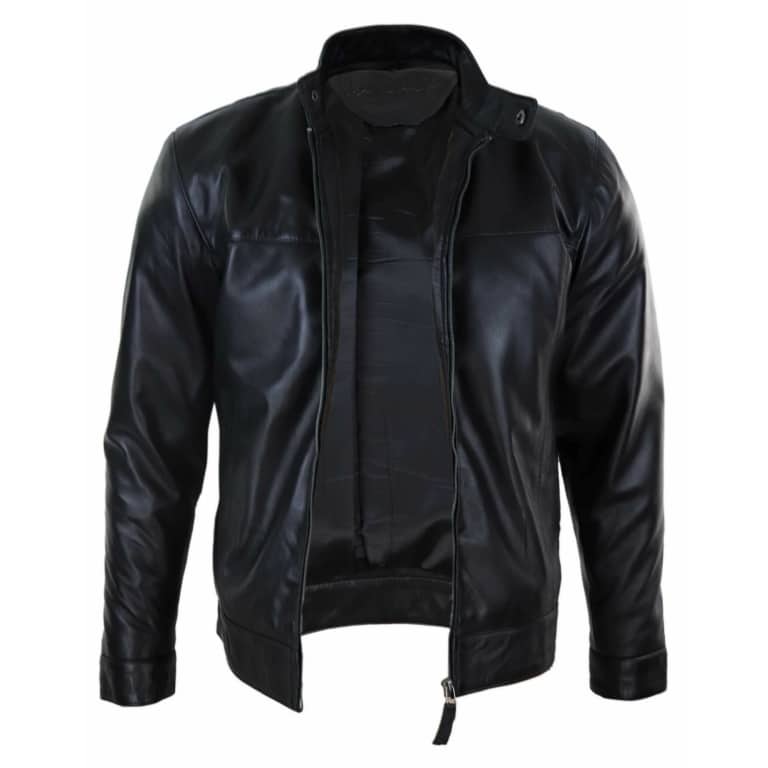 Black Real Leather Mens Biker Jacket: Buy Online - Happy Gentleman