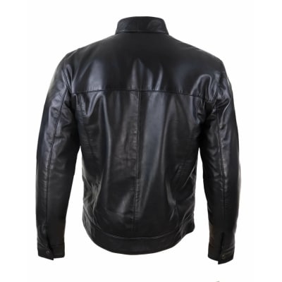 Black Real Leather Mens Biker Jacket: Buy Online - Happy Gentleman