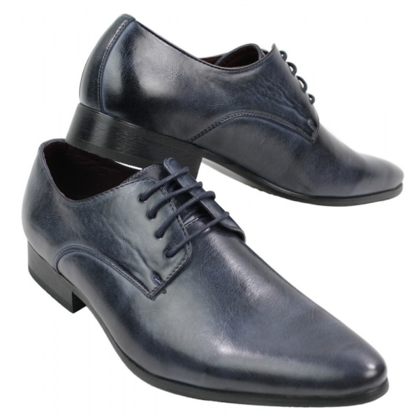 Herren Blau Schwarz Creme Beige Leder Italienische Design Schuhe Gespitzt Geschnürt Smart
