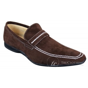Galax GH052 – Mens Brown Slip On Suede Leather Shoes Smart Casual Size 5 6 7 8 9 10 11