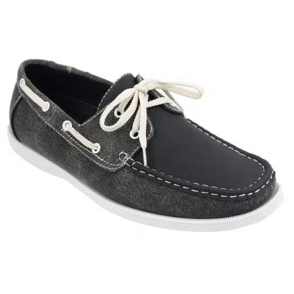 Mens Retro Denim Style Vintage Deck Boat Shoes Smart Casual Laced Navy Washed