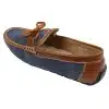Mens Slip On Denim Leather Lace Moccasin Shoes Smart Casual Italian Tan Navy