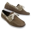 Mens Denim Canvas Retro Laced Moccasin Boat Deck Shoes Washed Navy Beige