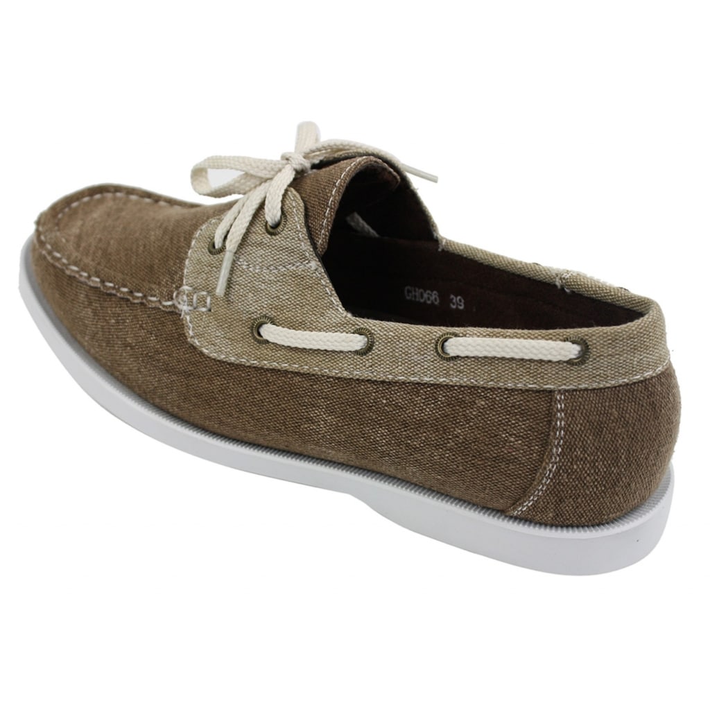 Mens Denim Canvas Retro Laced Moccasin Boat Deck Shoes Washed Navy Beige Buy Online Happy 6180