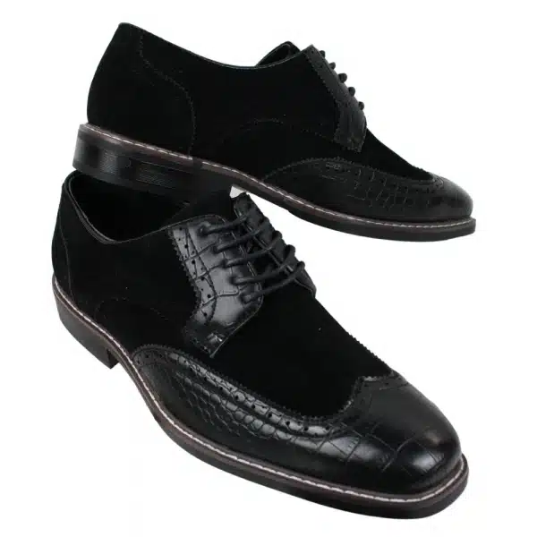 Mens Black Brown Suede & Snake Leather Brogues Shoes Gatsby Vintage
