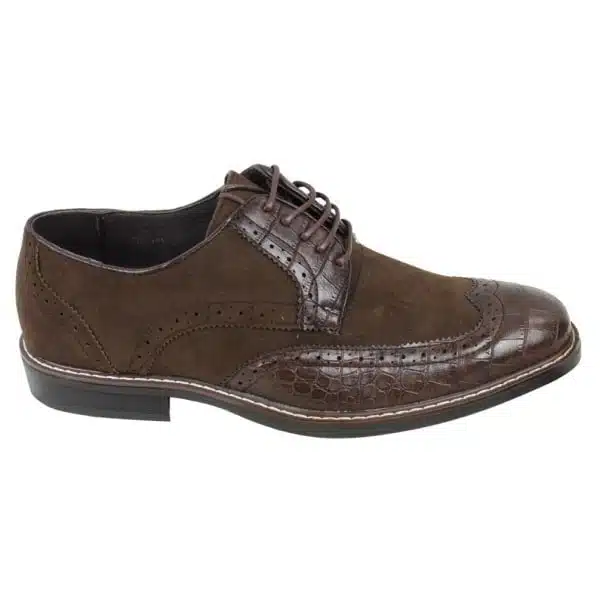 Mens Black Brown Suede & Snake Leather Brogues Shoes Gatsby Vintage