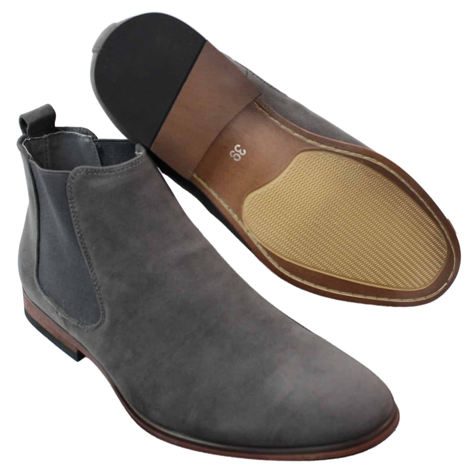 GALAX Mens Italian Suede Chelsea Ankle Boots Smart Casual Desert Dealer Slip On