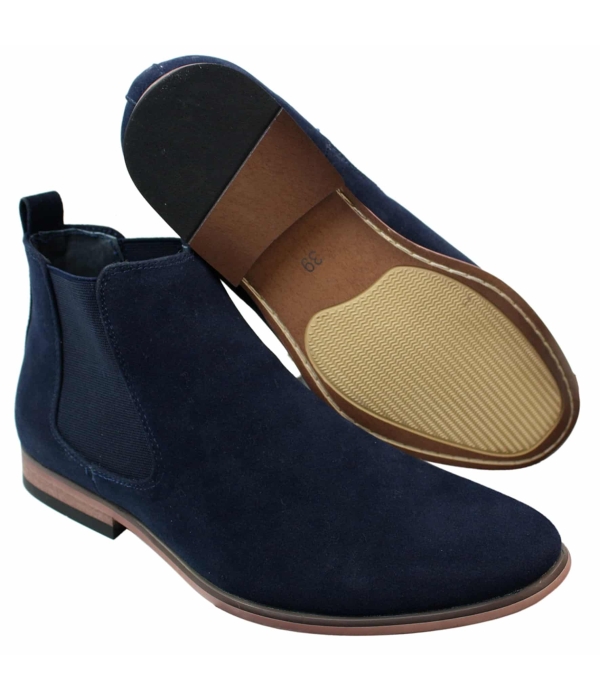 Mens Italian Suede Slip On Ankle Boots Smart Casual Desert Chelsea Dealer