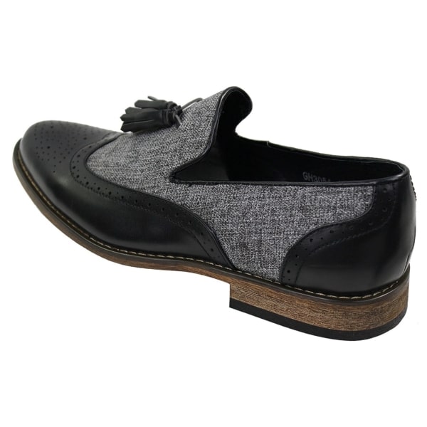 Herren Tweed &amp; Leder Loafers Driving Schuhe Slip On Tassle Design Vintage Retro