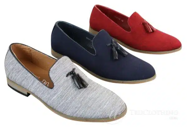 Galax GH3126 - Mens  Slip On Tassel Driving Shoes Loafers Light Smart Casual Black Blue Italian