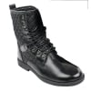Mens Black Leather Lined Italian Boots Laced Casual Diamond Design