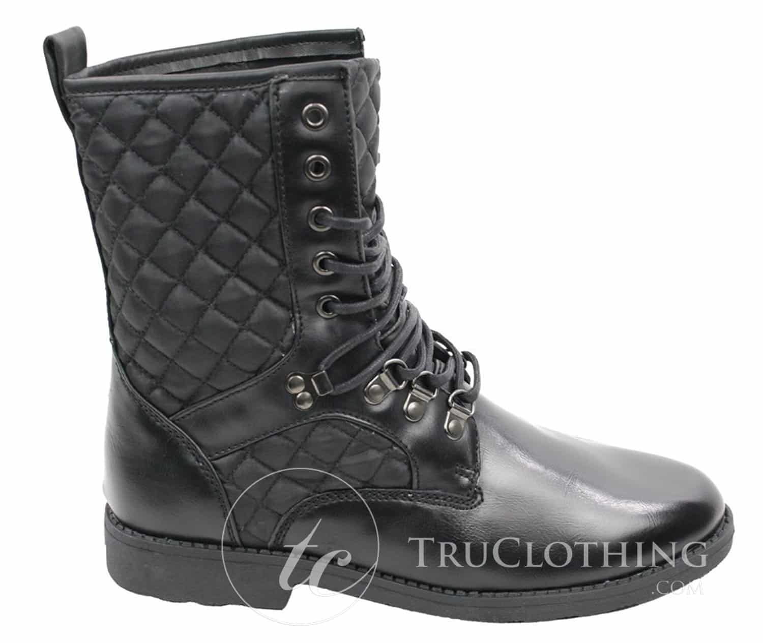 Mens Black Leather Lined Italian Boots Laced Casual Diamond Design: Buy ...