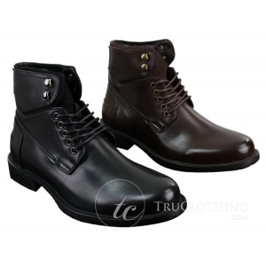 Mens Laced Military Army Casual Ankle Boots Leather Boots Black Brown