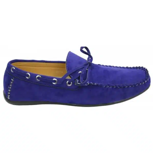 Mens Deck Boat Moccasin Suede Leather Lace Up Shoes Italian Brown Blue