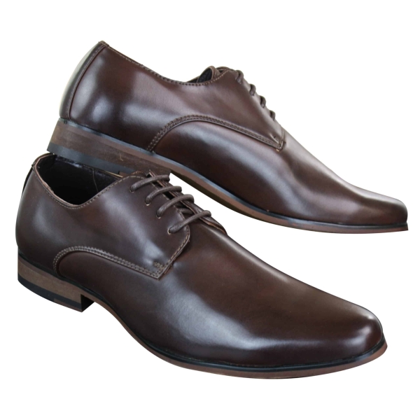 Galax GH3063 - Mens Laced Brown Classic Retro Vintage Leather Shoes